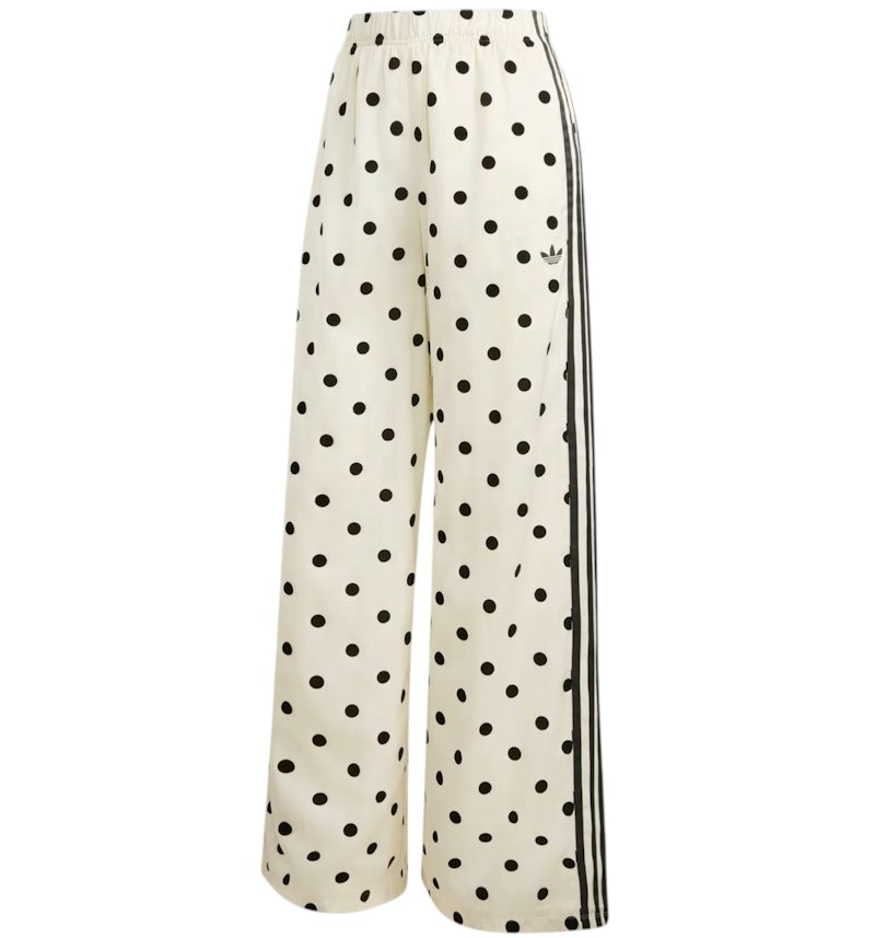 adidas Women's Satin Polka Dots Wide Leg Pant Off White