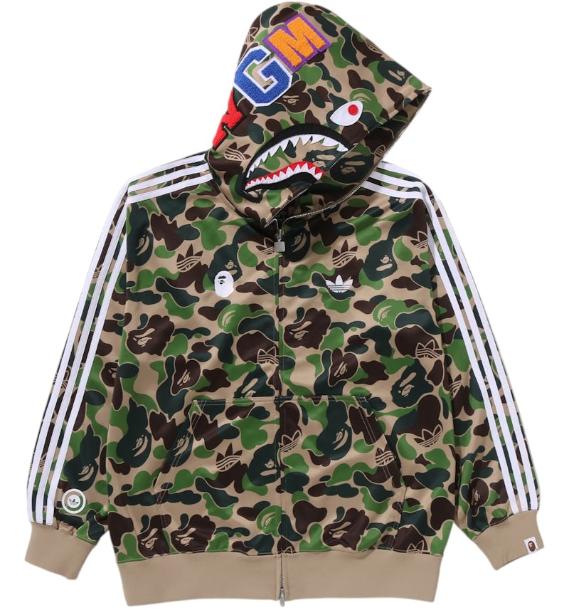adidas x BAPE Relaxed Fit Track Camo Shark Full Zip Hoodie Green