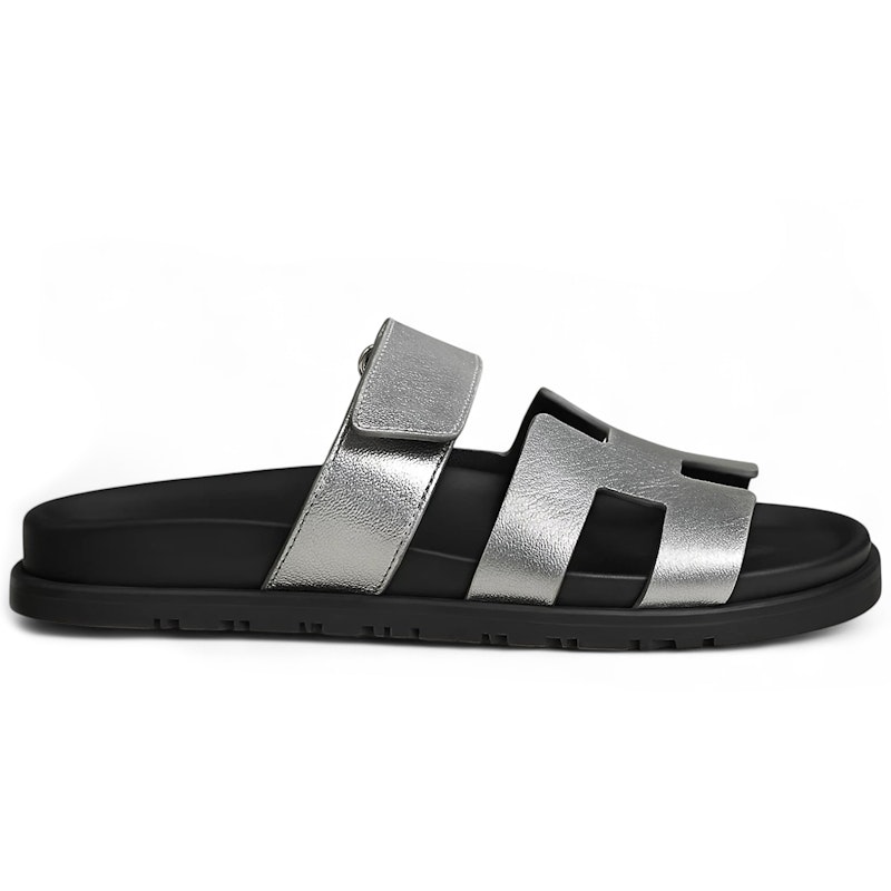 Hermes Chypre Sandal Gris Argenté Goatskin Metallic Finish (Women's)