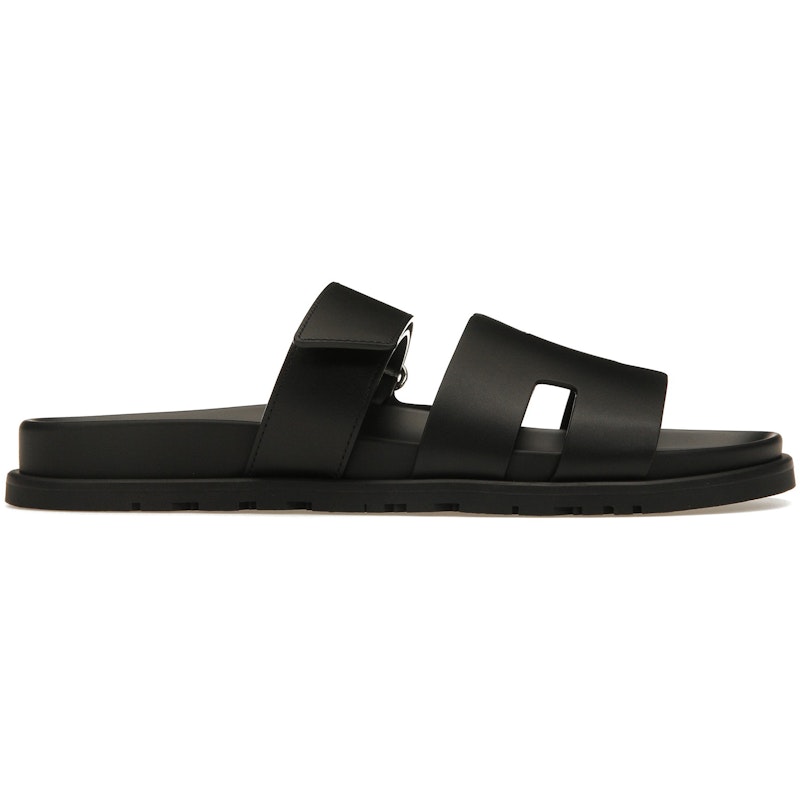 Hermes Chypre Sandal Noir Calfskin Leather (M)